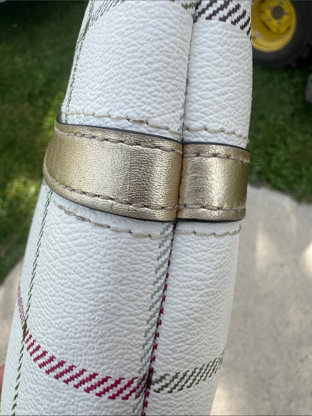Coach White Multicolor Plaid Crossbody with Gold Accents - Picture 14 of 16
